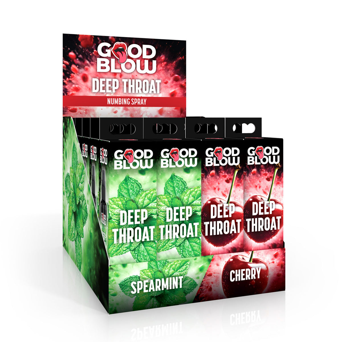 Deep Throat Numbing Spray Pop Display - Cherry/spearmint 24 Pcs by XR Brands from LoveMart Co.