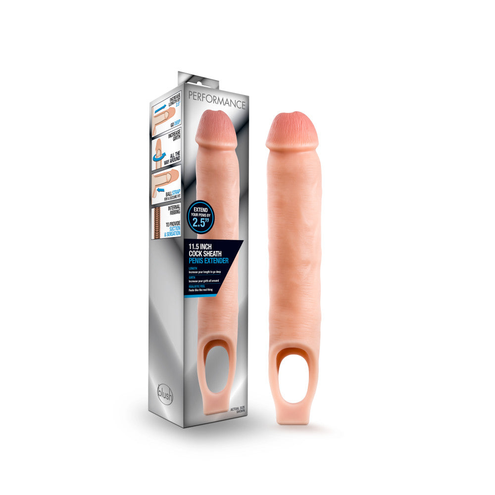 Performance - 11.5 Inch Cock Sheath Penis Extender - Vanilla by Blush from LoveMart Co.