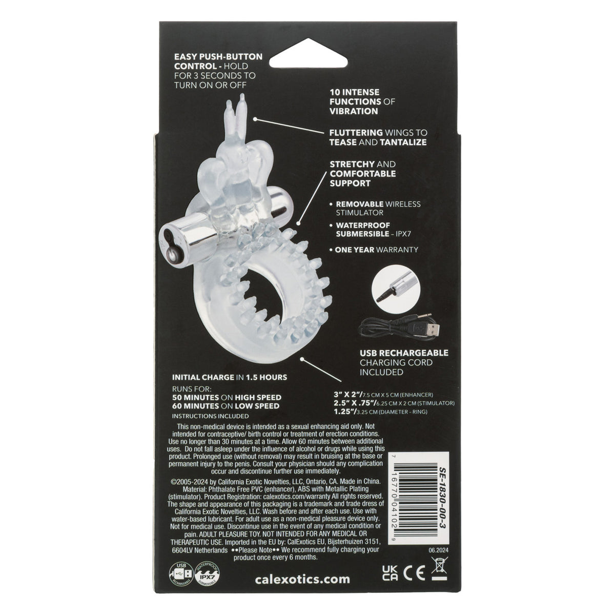 Wireless Butterfly Ring Rechargeable by CalExotics from LoveMart Co.