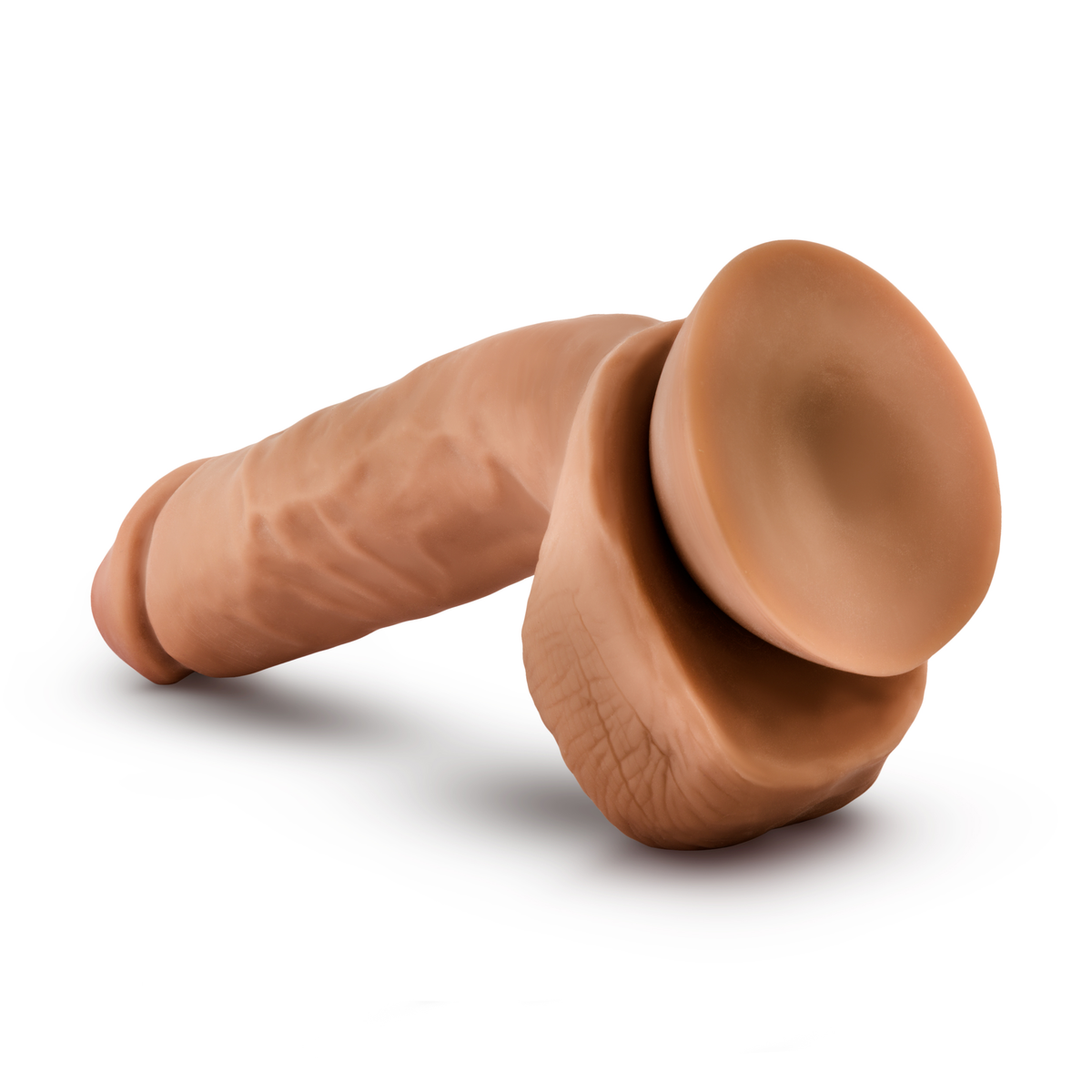 Dr Skin Glide 8.5" Self-Lubricating Dildo w/ Balls Mocha by Blush from LoveMart Co.