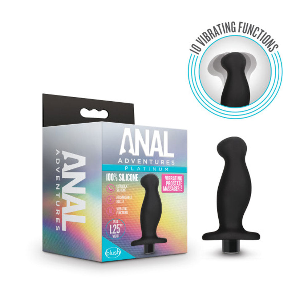 Anal Adventures - Silicone Vibrating Prostate Massager 02-Black by Blush from LoveMart Co.