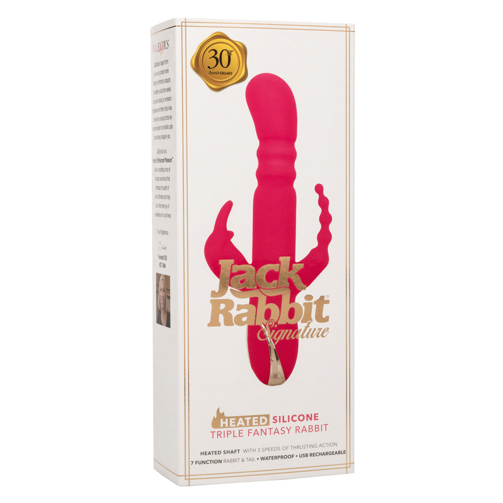 Jack Rabbit Signature Heated Silicone Triple Fantasy Rabbit by CalExotics from LoveMart Co.