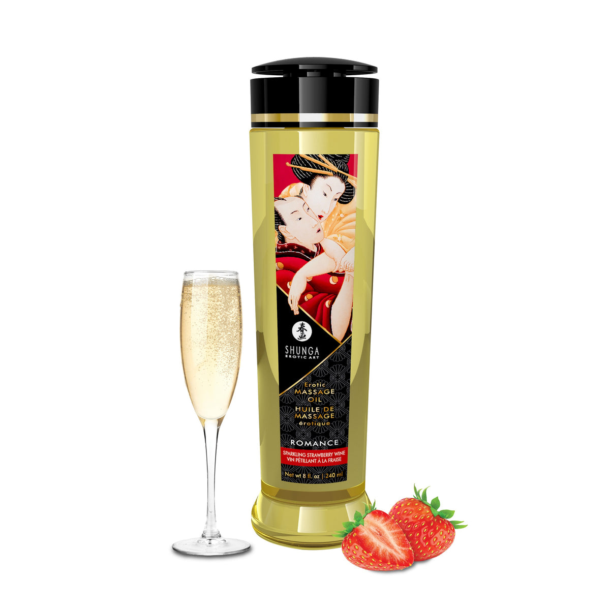 Massage Oils - Romance - 8 Fl. Oz. Sparkling Strawberry by Shunga from LoveMart Co.