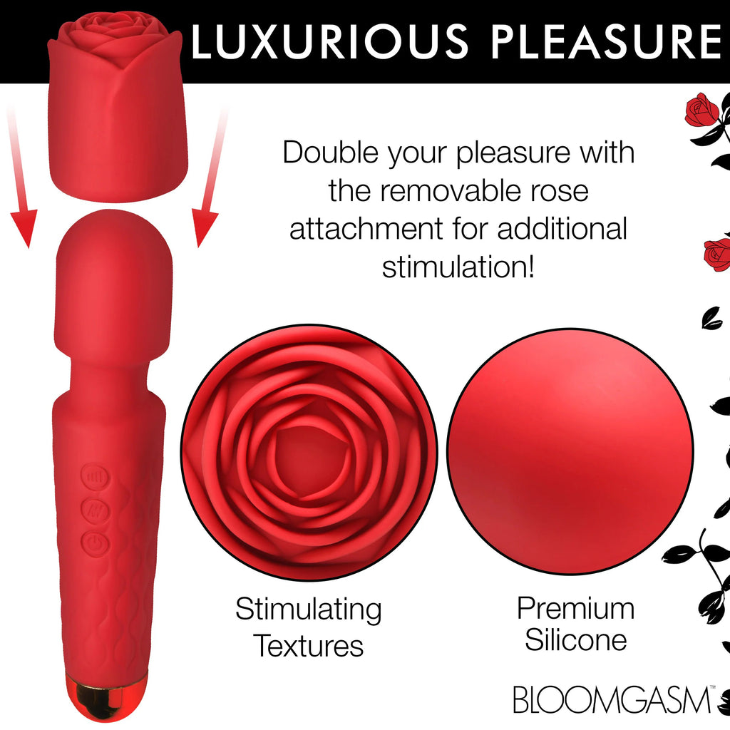 Pleasure Rose 10x Silicone Wand With Rose Attachment by XR Brands from LoveMart Co.