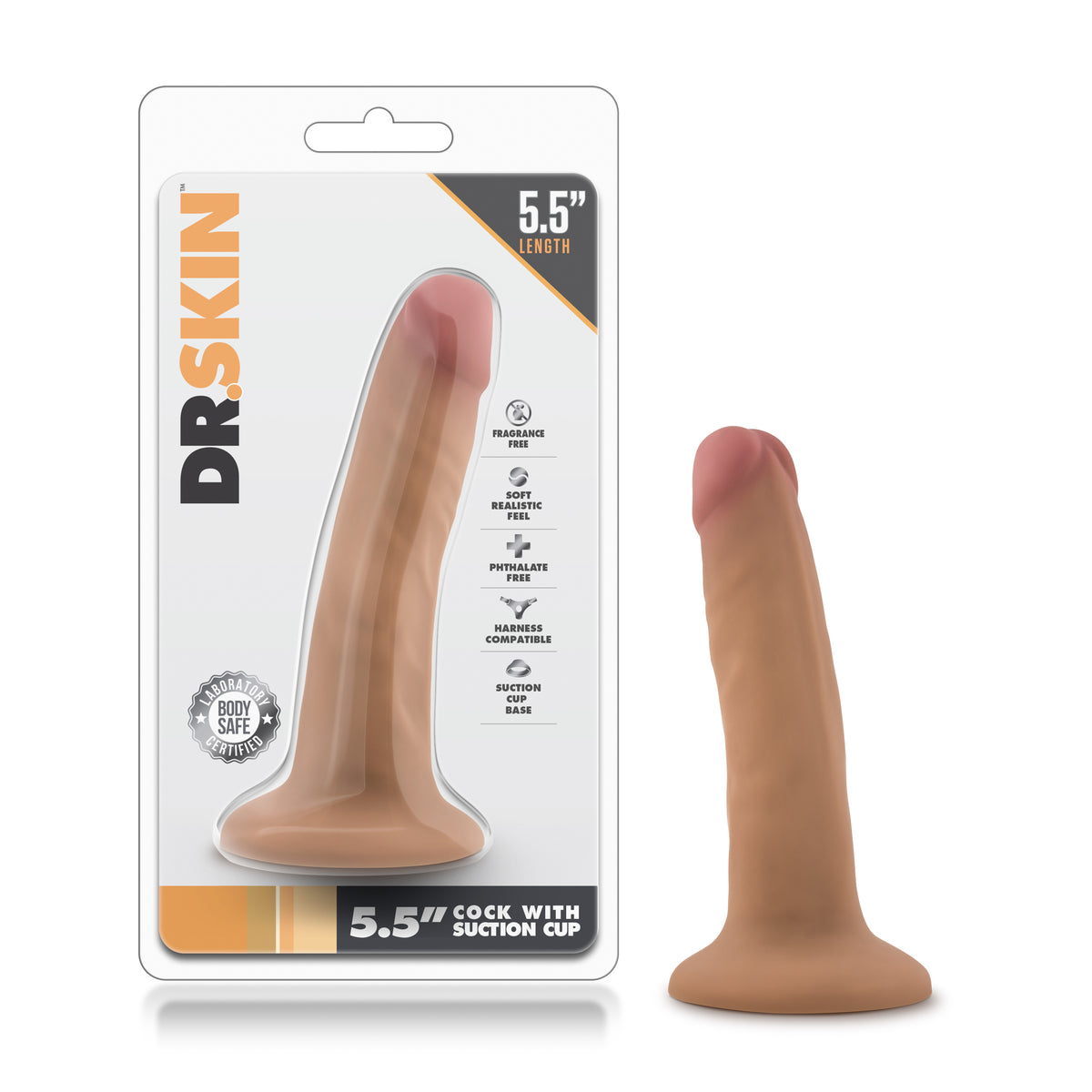 Dr. Skin - 5.5 Inch Cock with Suction Cup - Mocha by Blush from LoveMart Co.