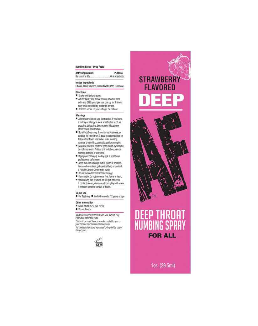 Deep Af Numbing Throat Spray 1 Oz - Strawberry by Little Genie from LoveMart Co.