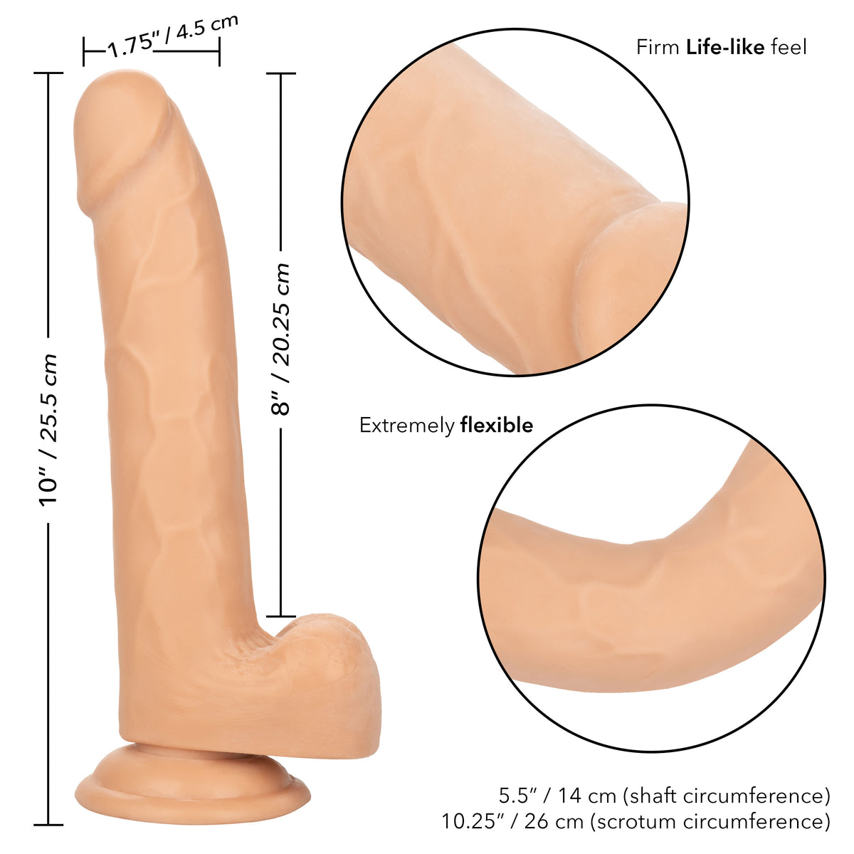 Size Queen 8 inch/20.25 Cm - Ivory by CalExotics from LoveMart Co.