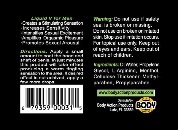 Liquid v for Men 1 Oz Bottle by Body Action from LoveMart Co.