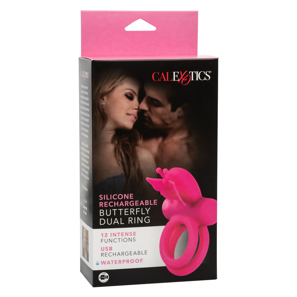 Silicone Rechargeable Dual Butterfly Ring by CalExotics from LoveMart Co.