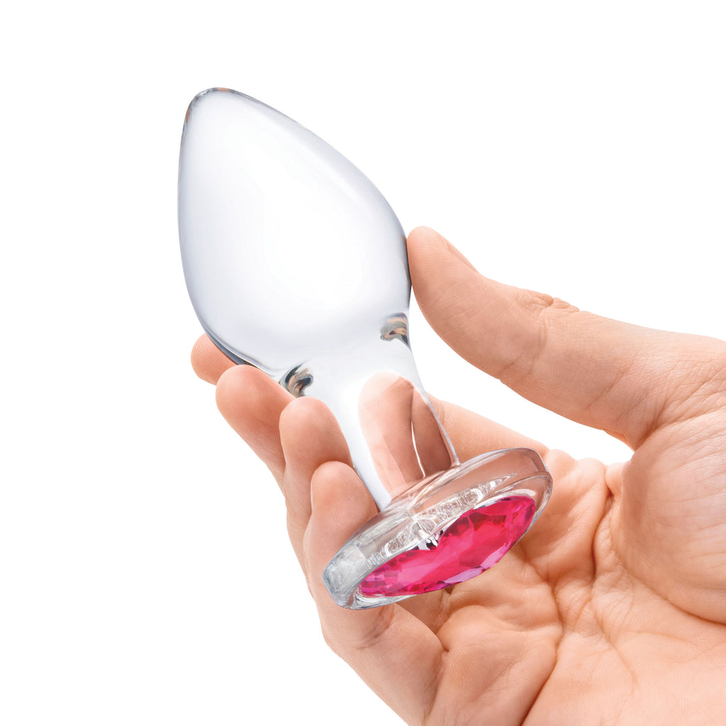 3 Pc Heart Jewel Glass Anal Training Kit - /pink by Electric Novelties from LoveMart Co.