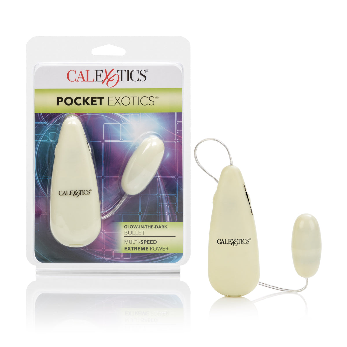 Glow-in-the-Dark Pocket Exotics Vibrating Glowing Bullet by CalExotics from LoveMart Co.
