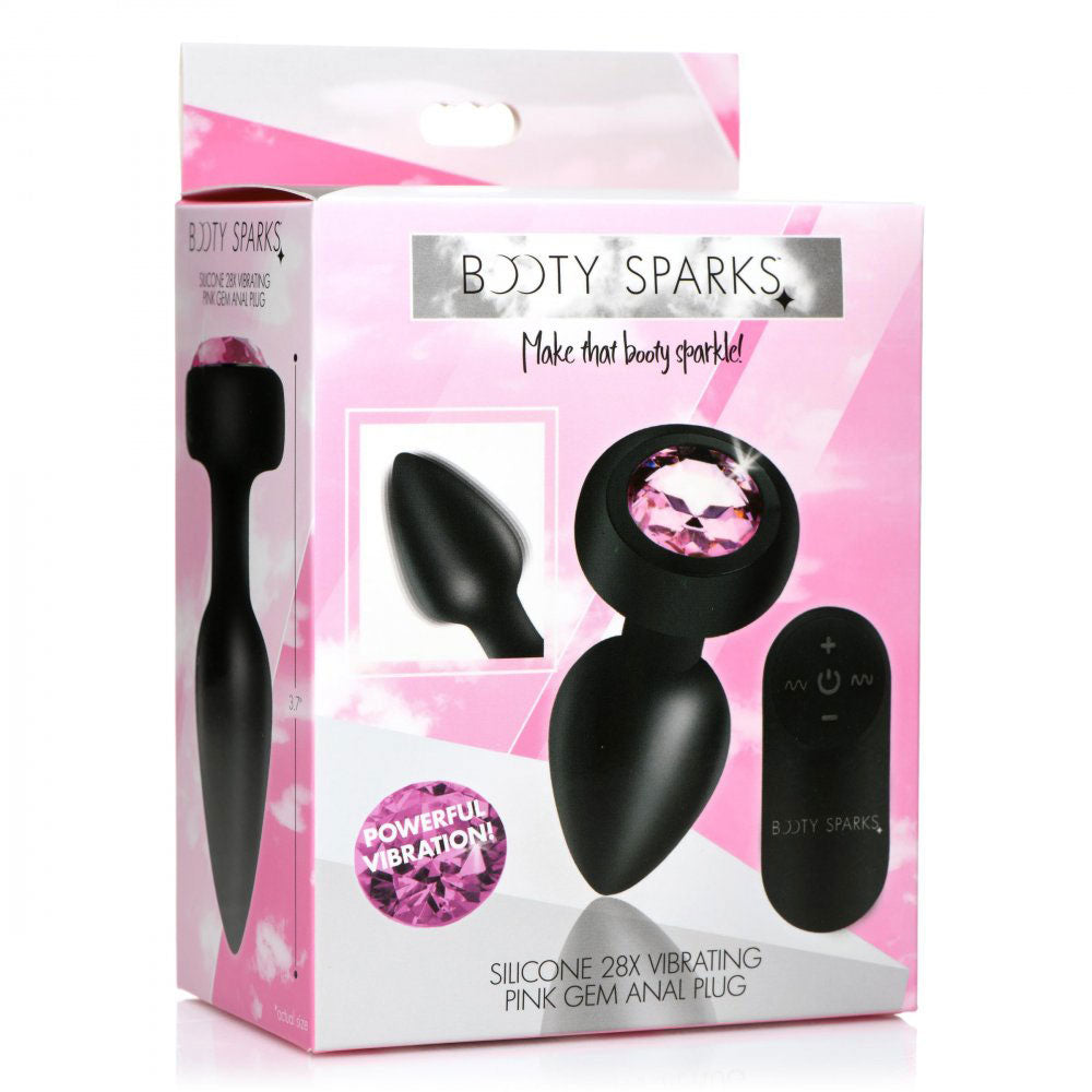 28x Silicone Vibrating Gem Anal Plug With Remote - Small by XR Brands from LoveMart Co.