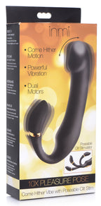 10x Pleasure Pose Come Hither Silicone Vibe With Poseable Clit Stim by XR Brands from LoveMart Co.