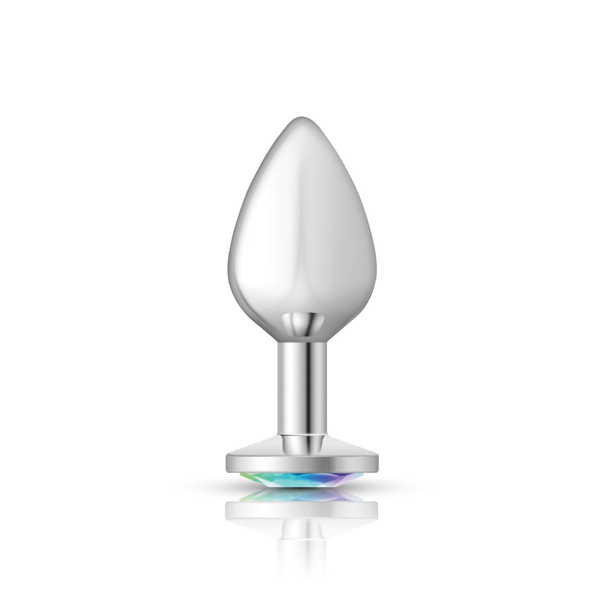 Iridescent Round Gem Silver Metal Plug - Md by Viben from LoveMart Co.