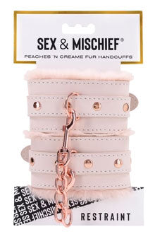 Peaches N Creame Fur Handcuffs by Sportsheets from LoveMart Co.