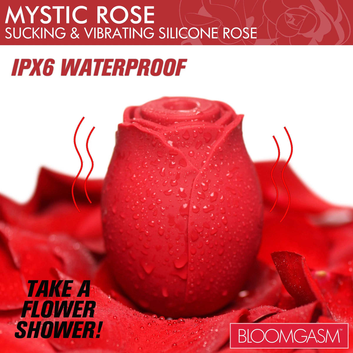 Mystic Rose Sucking and Vibrating Silicone Rose by XR Brands from LoveMart Co.