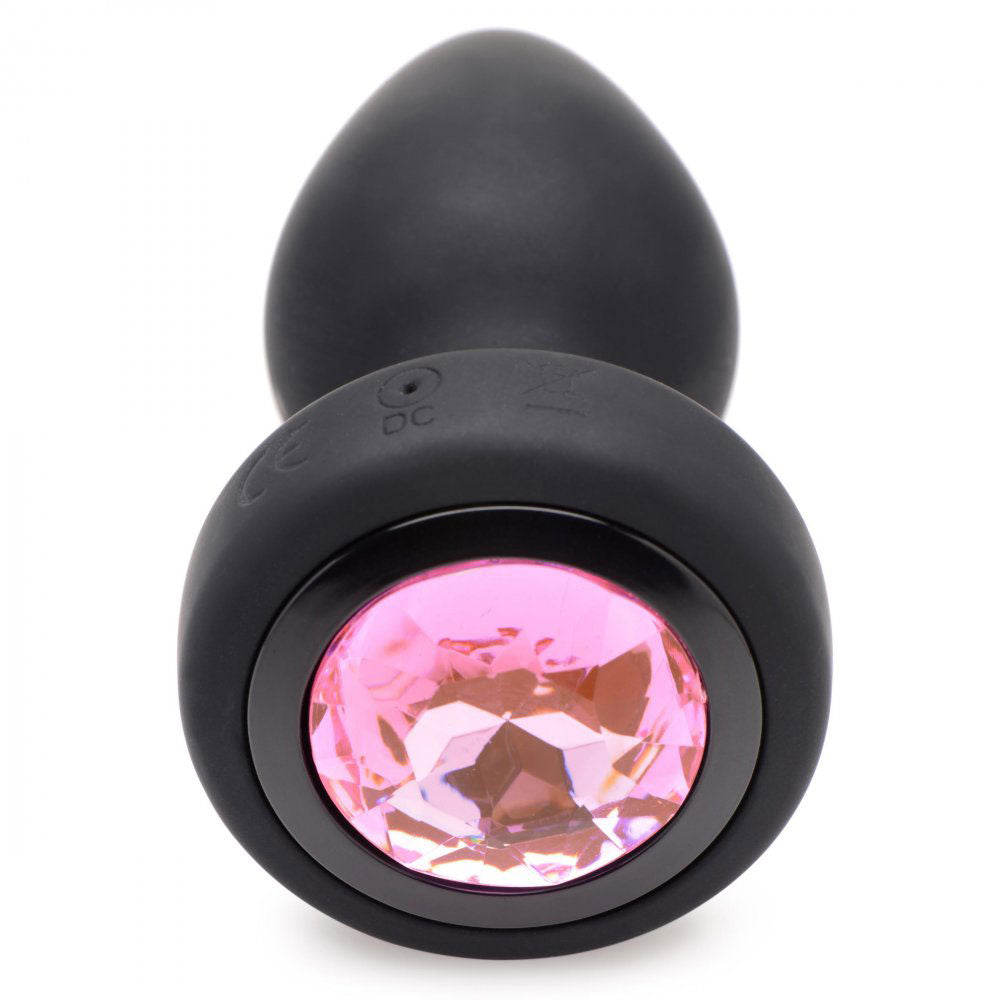 28x Silicone Vibrating Gem Anal Plug With Remote - Small by XR Brands from LoveMart Co.