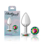 Rainbow Round Gem Silver Metal Plug - Md by Viben from LoveMart Co.
