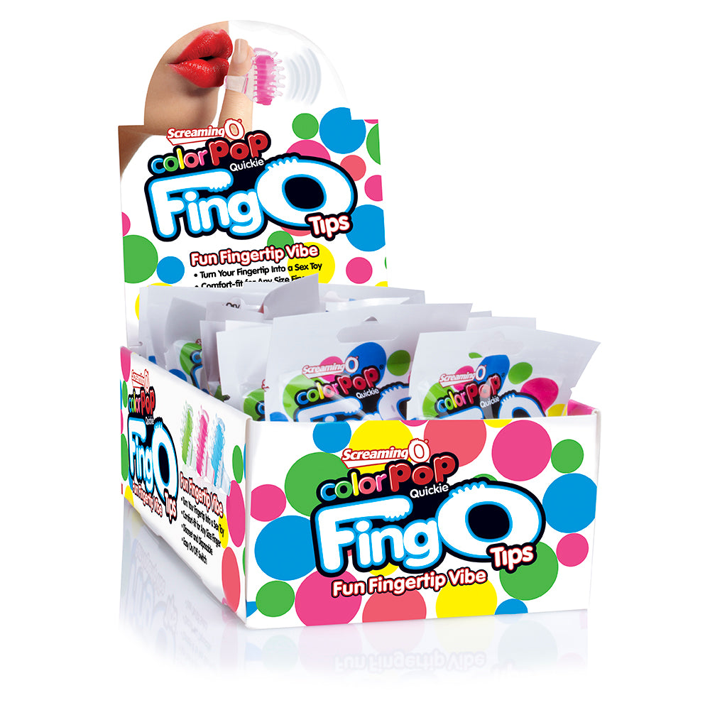 Fingo Tips - 18 Count Pop Box Display - Assorted Colors by Screaming O from LoveMart Co.