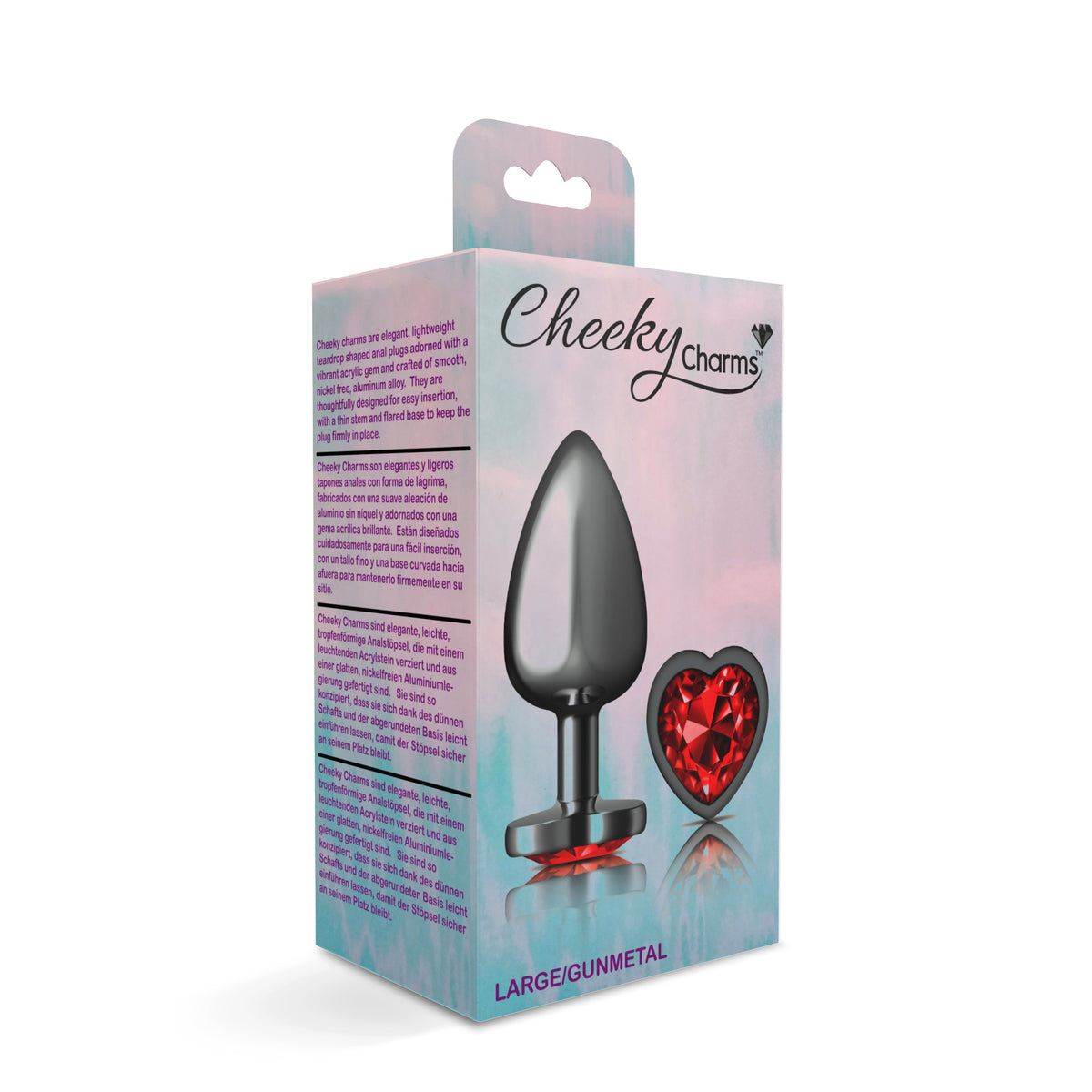 Deep Heart Gem Gunmetal Metal Plug - Lg by Viben from LoveMart Co.