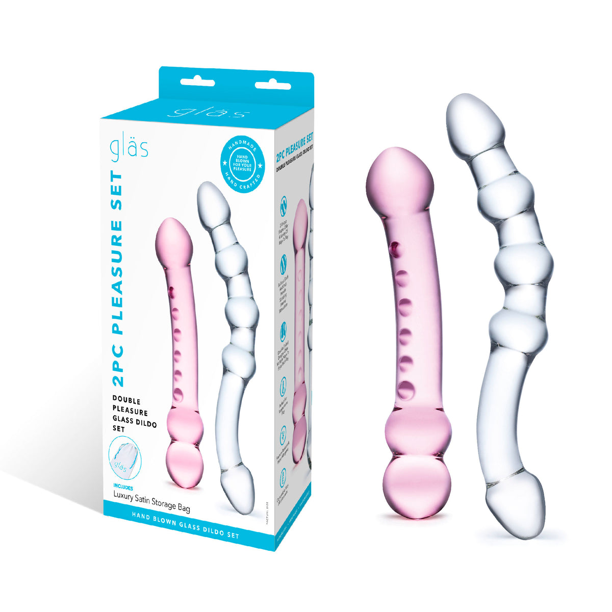 2 Pc Double Pleasure Glass Dildo Set by Electric Novelties from LoveMart Co.