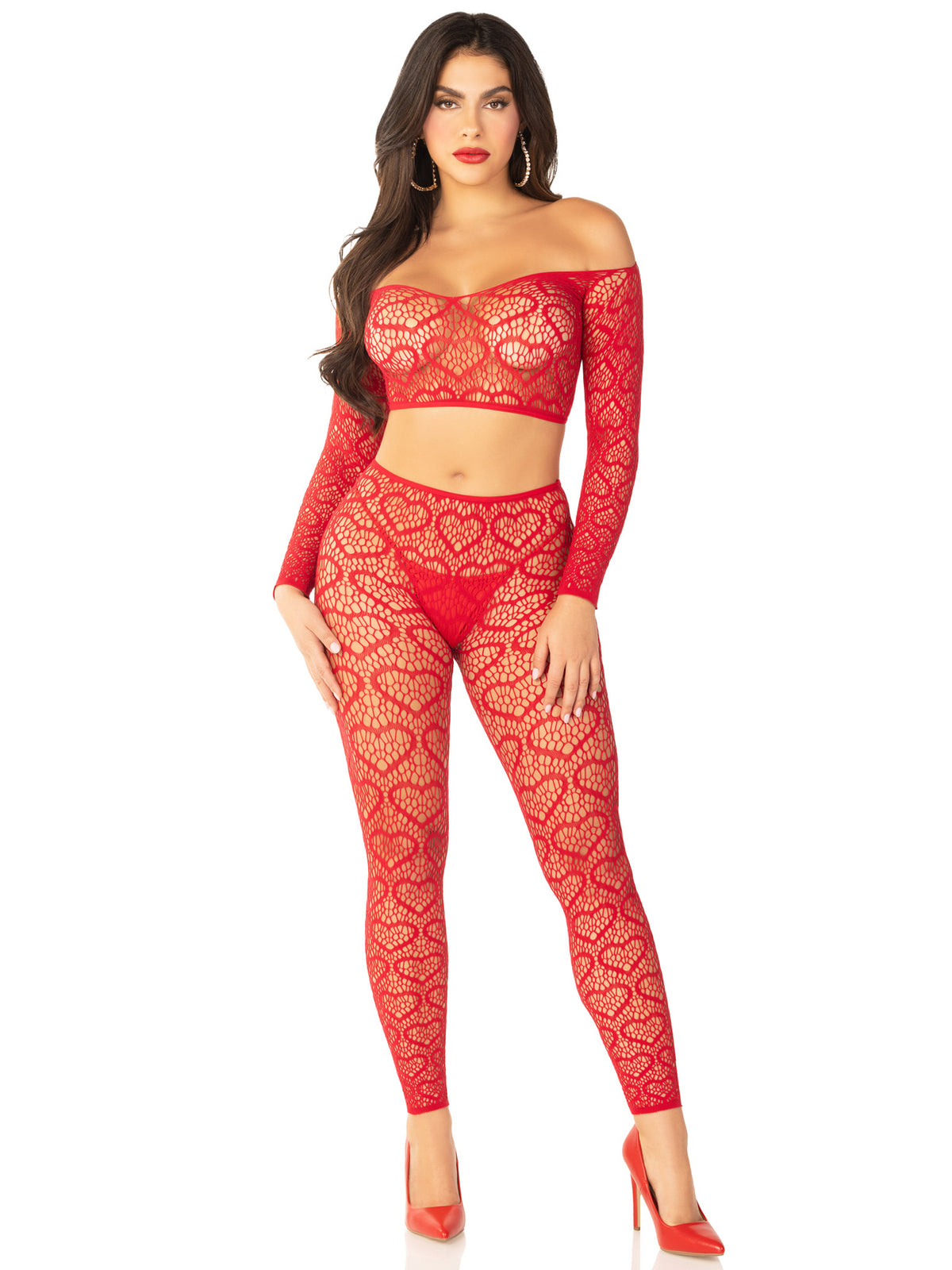 2pc Croptop and Footless Tights - Os Tights - Os by Leg Avenue from LoveMart Co.