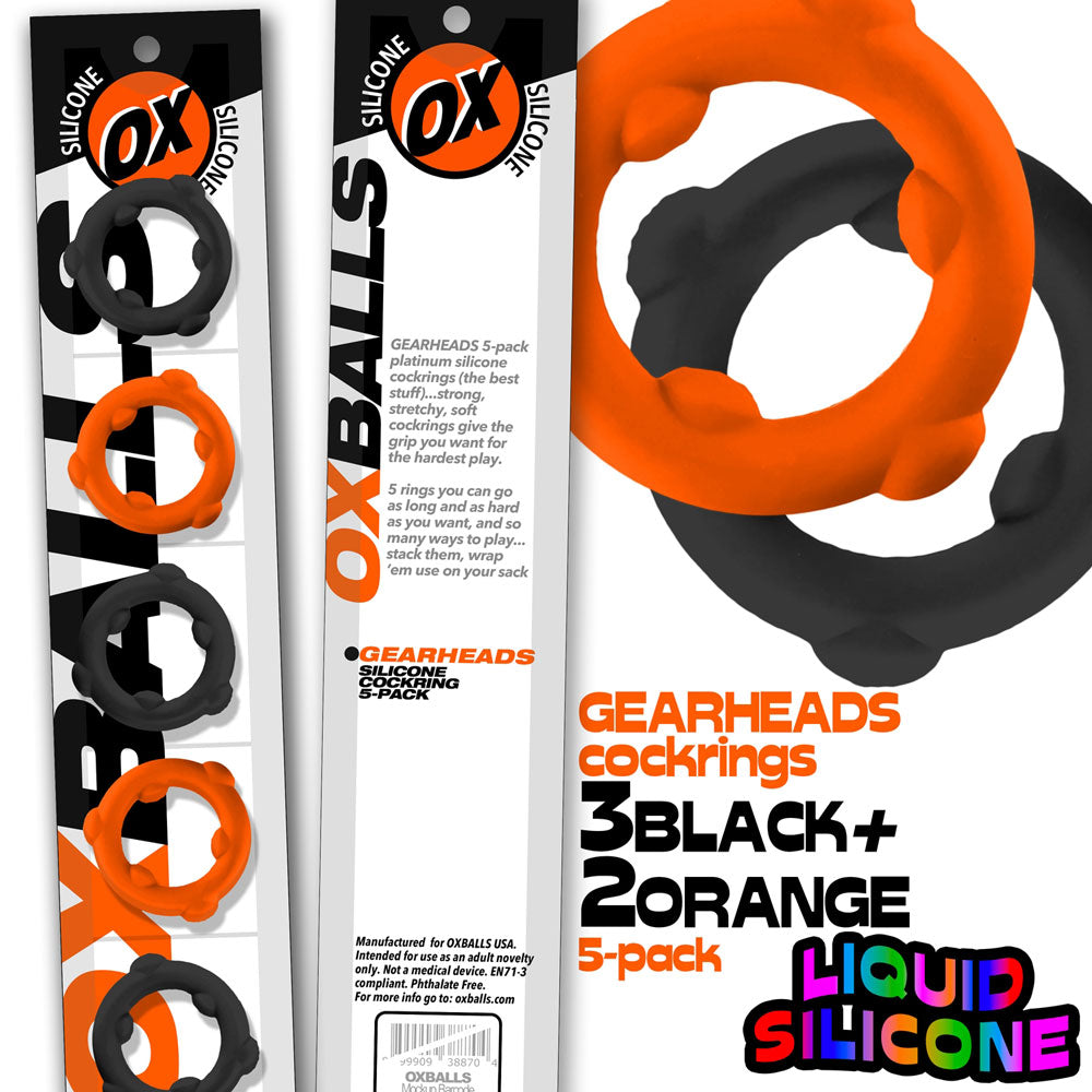 Gearheads 5 Pack Spinner Rings - Black by Oxballs from LoveMart Co.