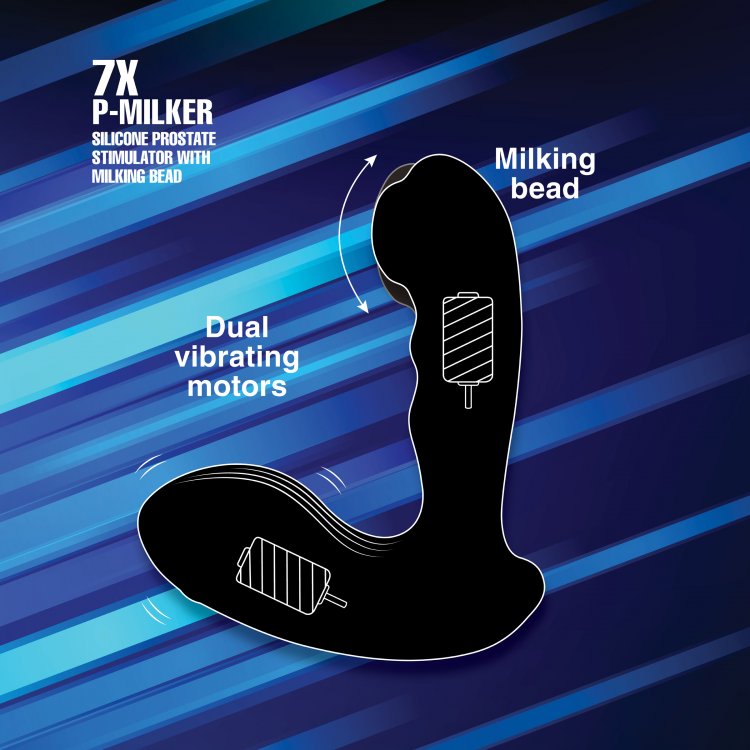 7x P-Milker Silicone Prostate Stimulator With Milking Bead by XR Brands from LoveMart Co.