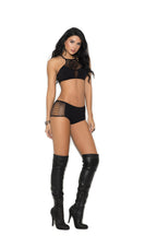 Opaque Bralette and Booty Shorts With Cut Out Detailing - One Size by Elegant Moments from LoveMart Co.