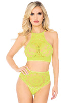 2 Pc Crop Top & Panty - Neon - S/m by Leg Avenue from LoveMart Co.