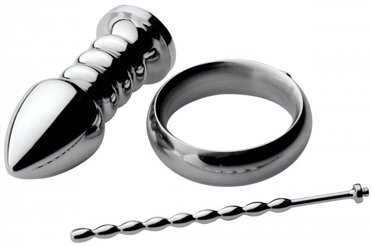 Zeus Deluxe Series Voltaic for Him Stainless Steel Male E-Stim Kit by XR Brands from LoveMart Co.