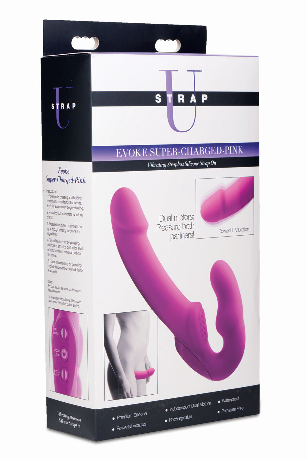 Evoke Rechargeable Vibrating Silicone Strapless Strap on by XR Brands from LoveMart Co.