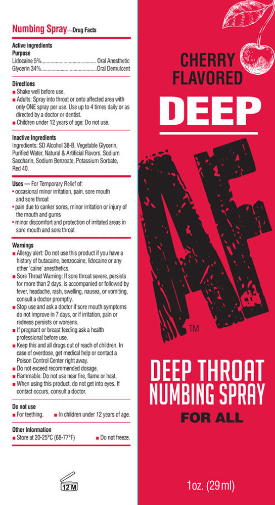 Deep Af Deep Throat Numbing Spray - Cherry - 1 Fl. Oz. by Little Genie from LoveMart Co.