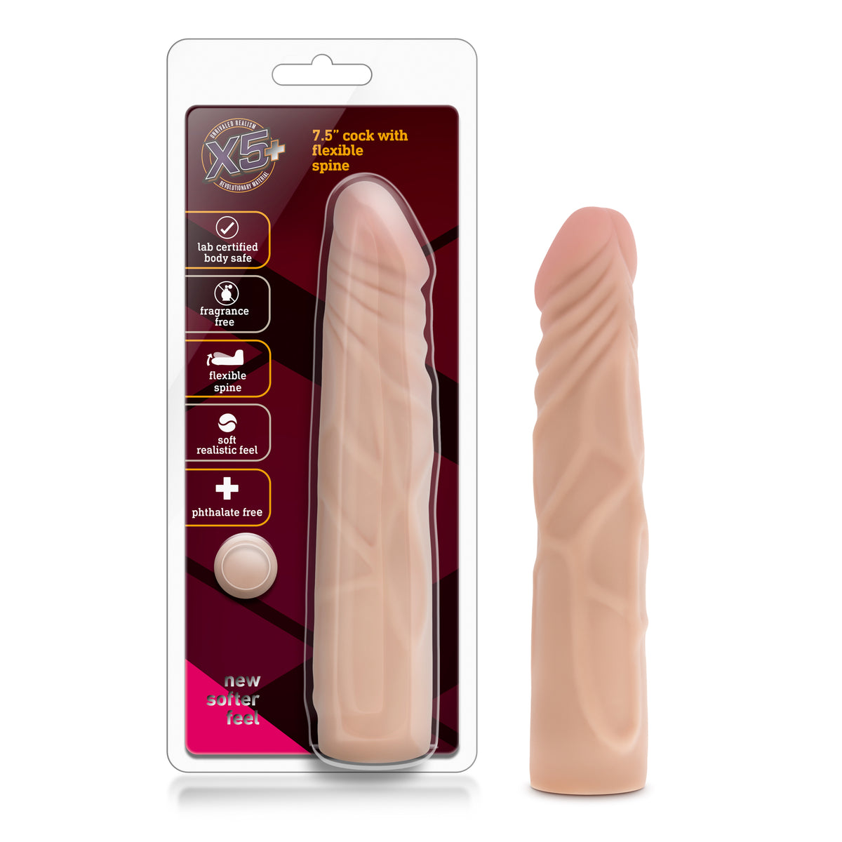 X5 7.5 Inch Dildo With Flexible Spine by Blush from LoveMart Co.