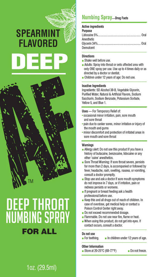 Deep Af - Spearmint Flavored Deep Throat Spray - 1 Oz by Little Genie from LoveMart Co.