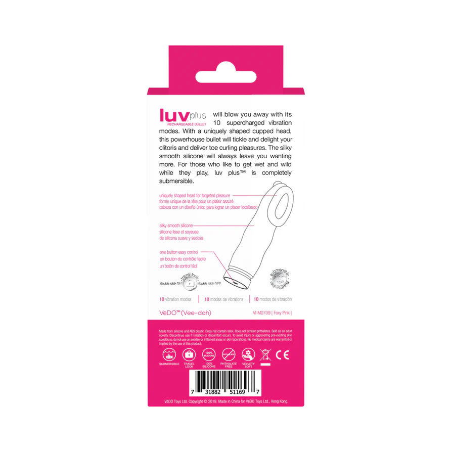 Luv Plus Rechargeable Mini Vibe - Hot in Bed by VeDO from LoveMart Co.