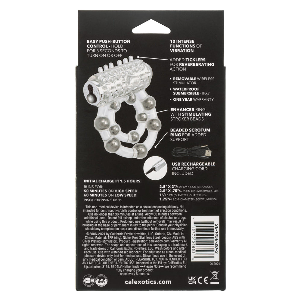 Maximus Enhancement Ring 10 Stoker Beads Rechargeable by CalExotics from LoveMart Co.
