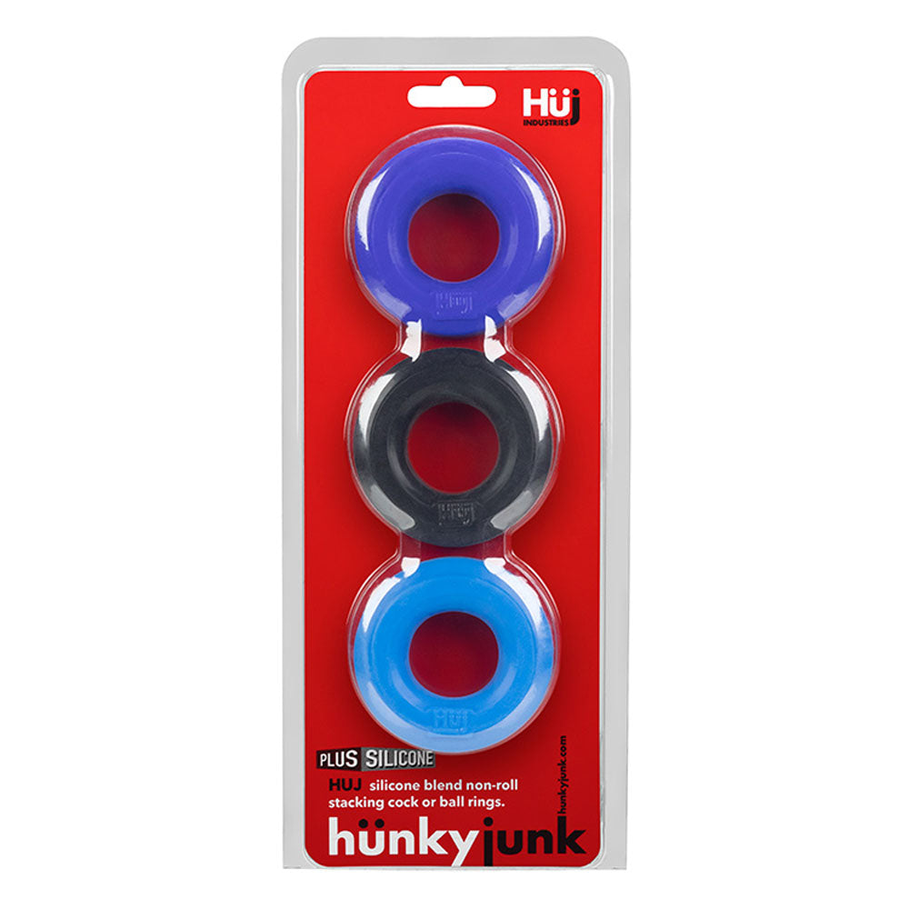 Hunkyjunk Huj3 C-Ring 3 Pk - Blue / by Oxballs from LoveMart Co.