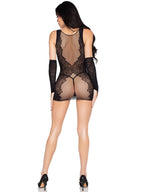 2 Pc Wild Rose Lace Mini Dress and Matching Gloves - Os by Leg Avenue from LoveMart Co.
