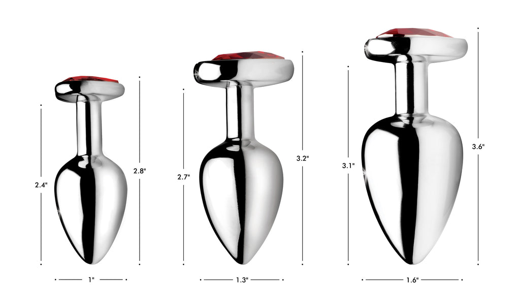 Red Heart Gem Anal Plug Set by XR Brands from LoveMart Co.