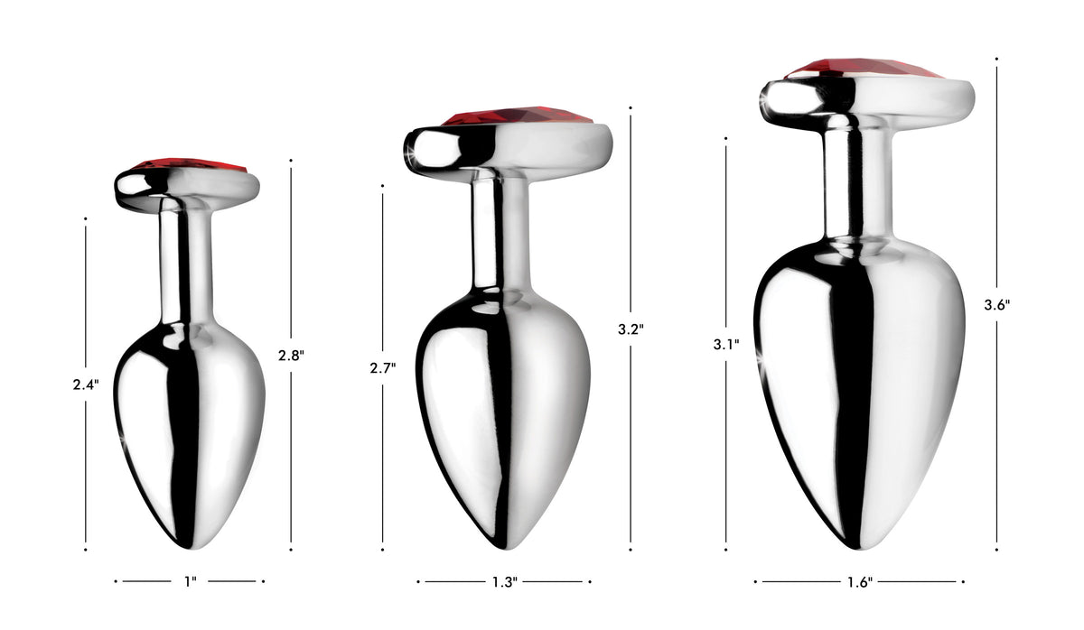 Red Heart Gem Anal Plug Set by XR Brands from LoveMart Co.
