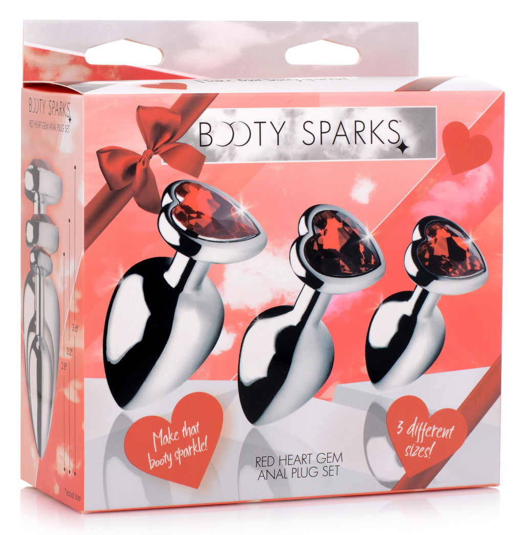 Red Heart Gem Anal Plug Set by XR Brands from LoveMart Co.