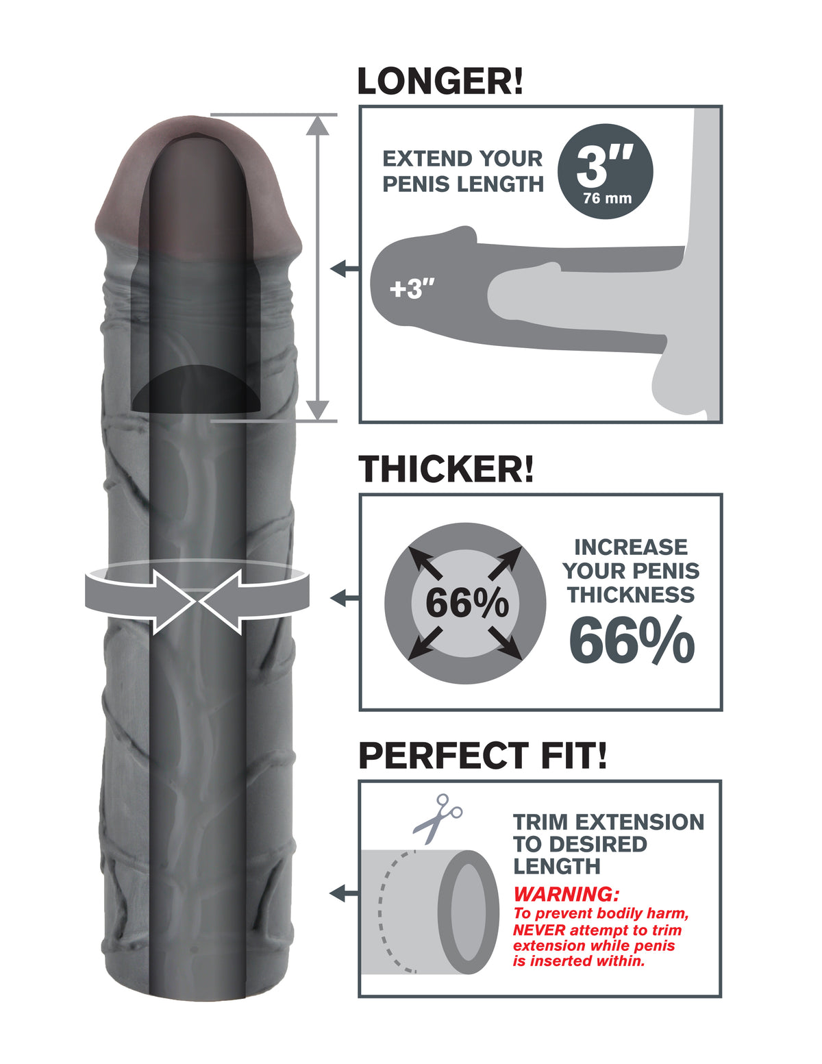 Fantasy X-Tension Mega 3-Inch Extension by Pipedream from LoveMart Co.