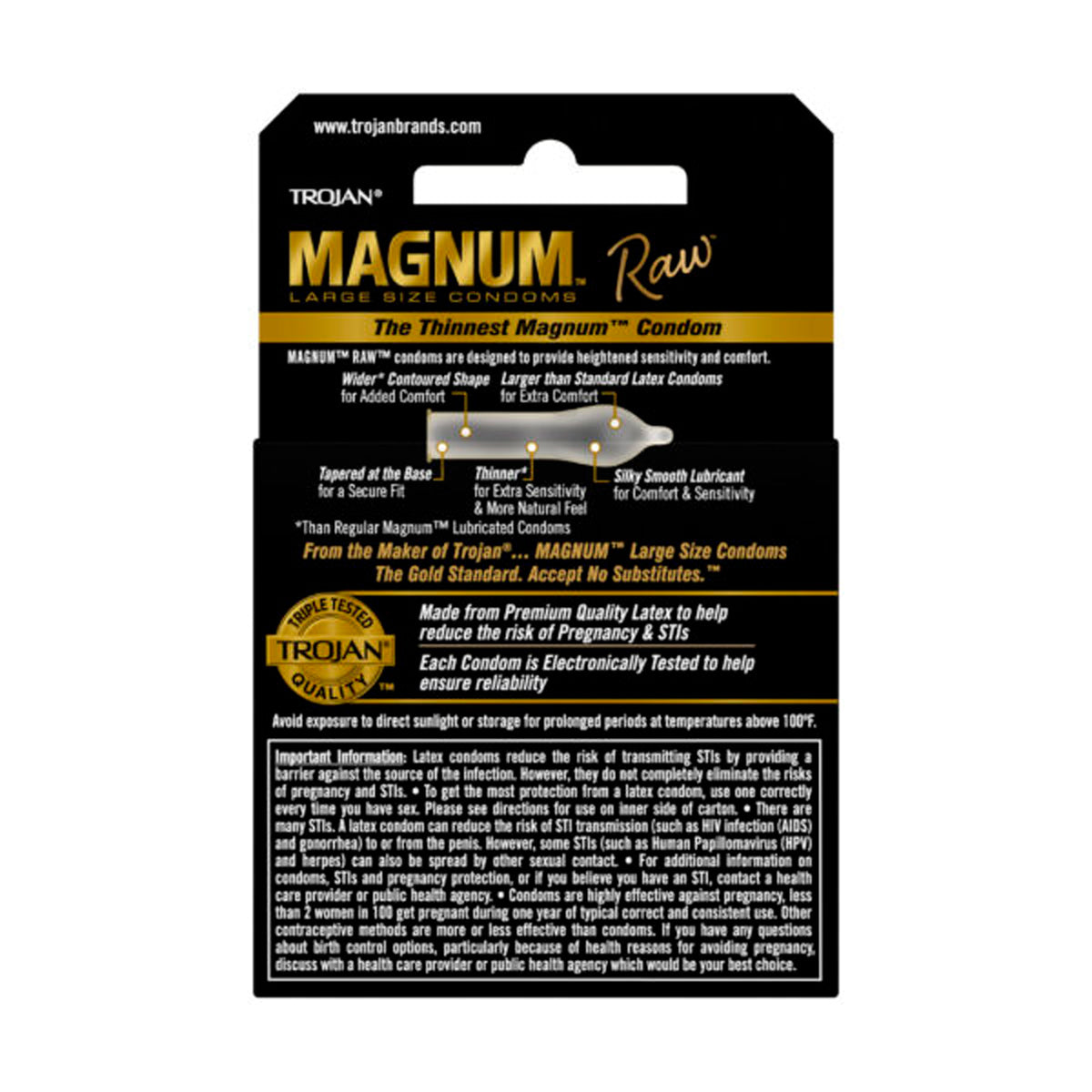 Trojan Magnum Raw 3 Ct Condoms by Paradise Marketing from LoveMart Co.