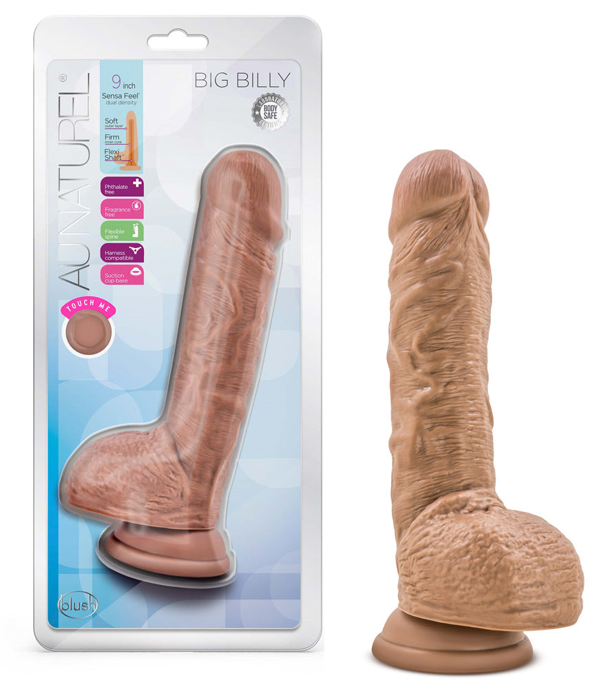 Au Naturel - Big Billy - 9 Inch Dildo - Mocha by Blush from LoveMart Co.