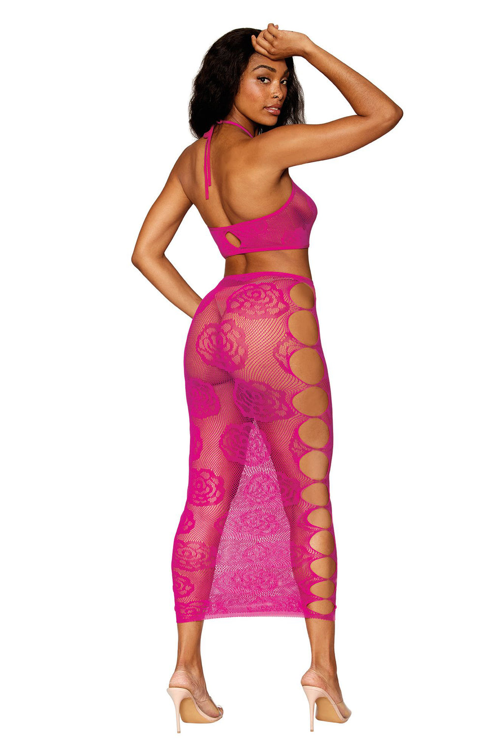 Bralette and Long Skirt - One Size - Beet by Dreamgirl from LoveMart Co.