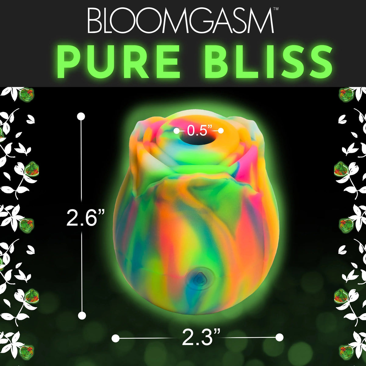 Glow Rose Glow-in-the-Dark Rose Clit Stimulator - Rainbow by XR Brands from LoveMart Co.