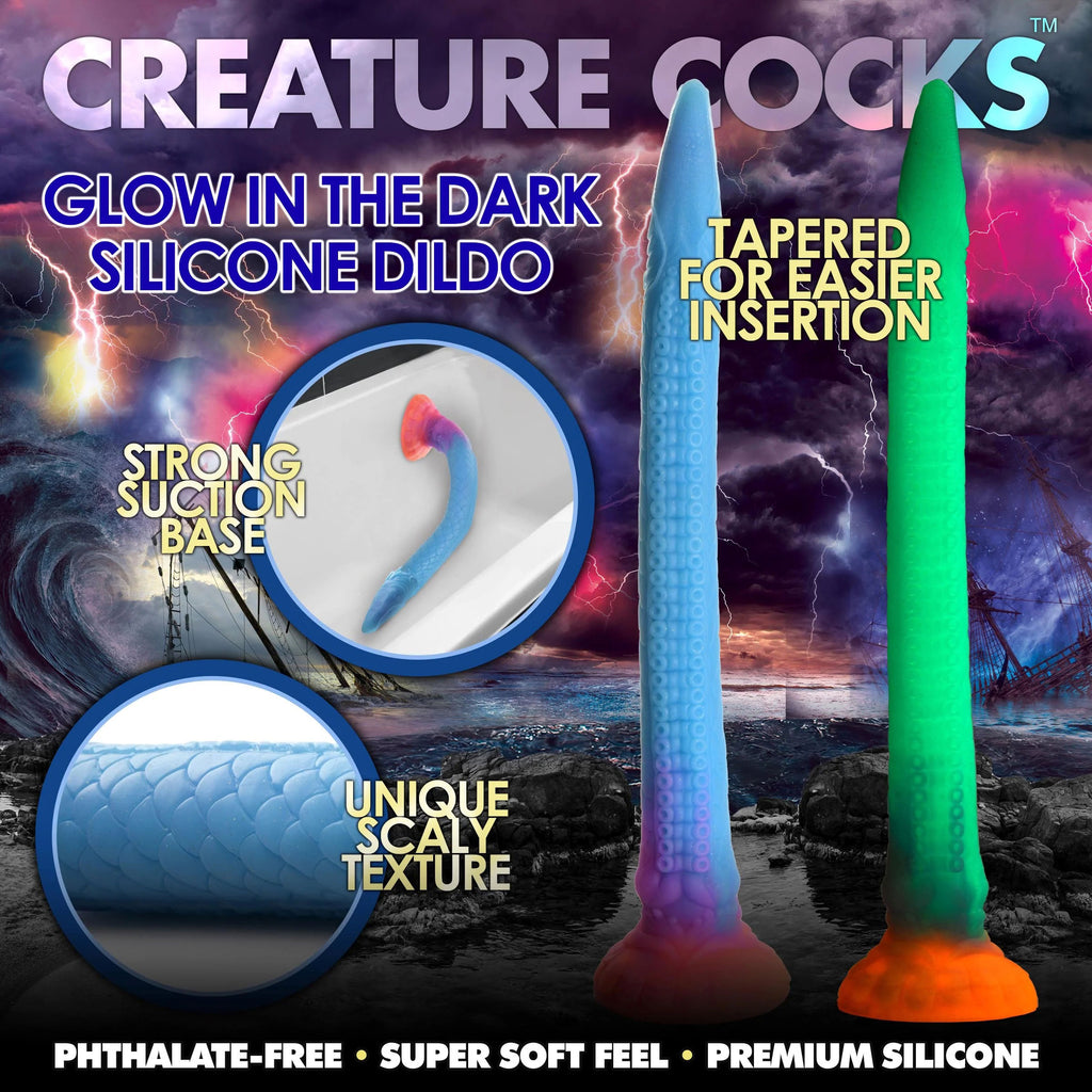 Makara Glow-in-the-Dark Silicone Snake Dildo by XR Brands from LoveMart Co.