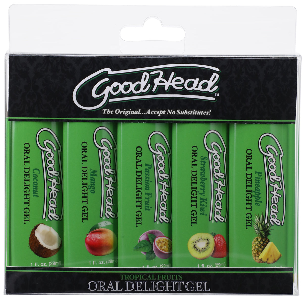 Goodhead - Oral Delight Gel - Tropical Fruits - 5 Pack - 1 Fl. Oz. by Doc Johnson from LoveMart Co.