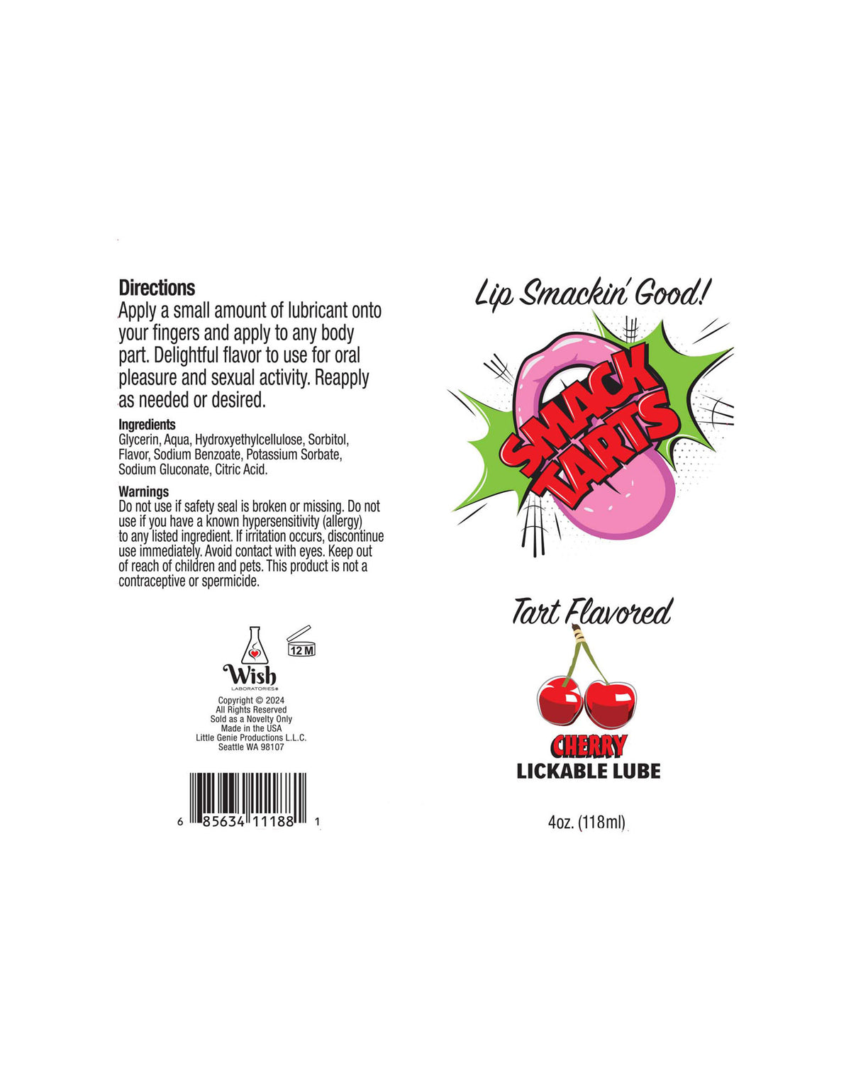 Smack Tarts 4oz Lickable Flavored Lubricant-Cherry by Little Genie from LoveMart Co.